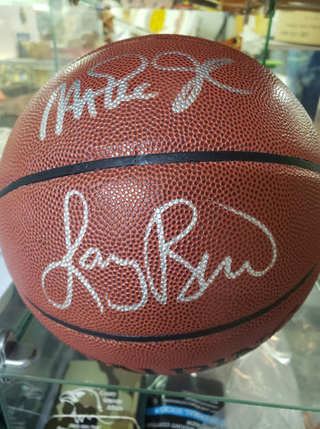 Larry Bird & Magic Johnson Dual signed basketball